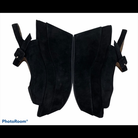 Marni Black Suede Platform PeepToe Slingback Wedge - Picture 11 of 11